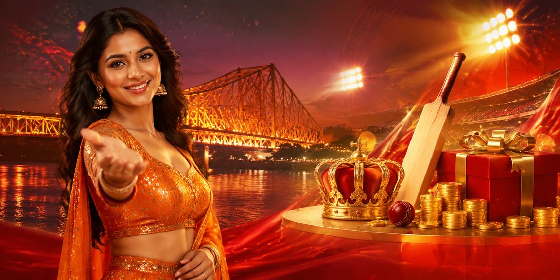Kolkata Howrah Bridge illuminated near cricket stadium